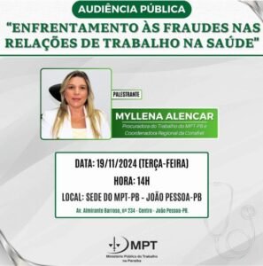 MPT realiza Audiência Pública nesta terça-feira para debater sobre fraudes nas contratações de Saúde