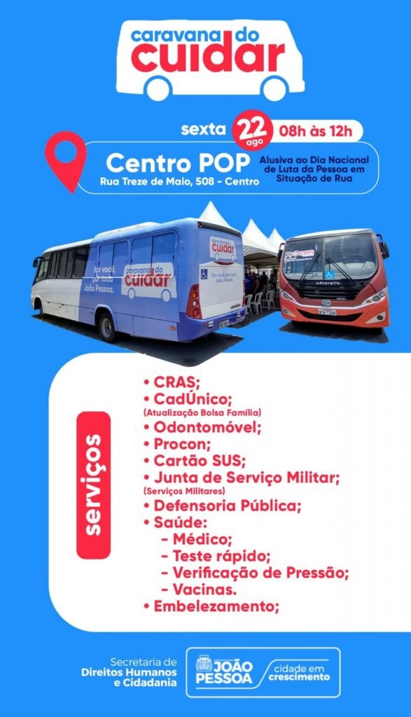 Caravana do Cuidar leva serviços gratuitos ao Centro POP nesta sexta-feira
