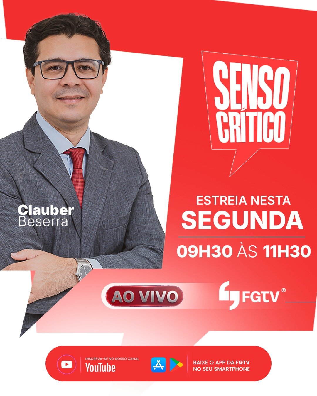 FGTV estreia na próxima segunda-feira o “Senso Crítico” sob o comando de Clauber Beserra