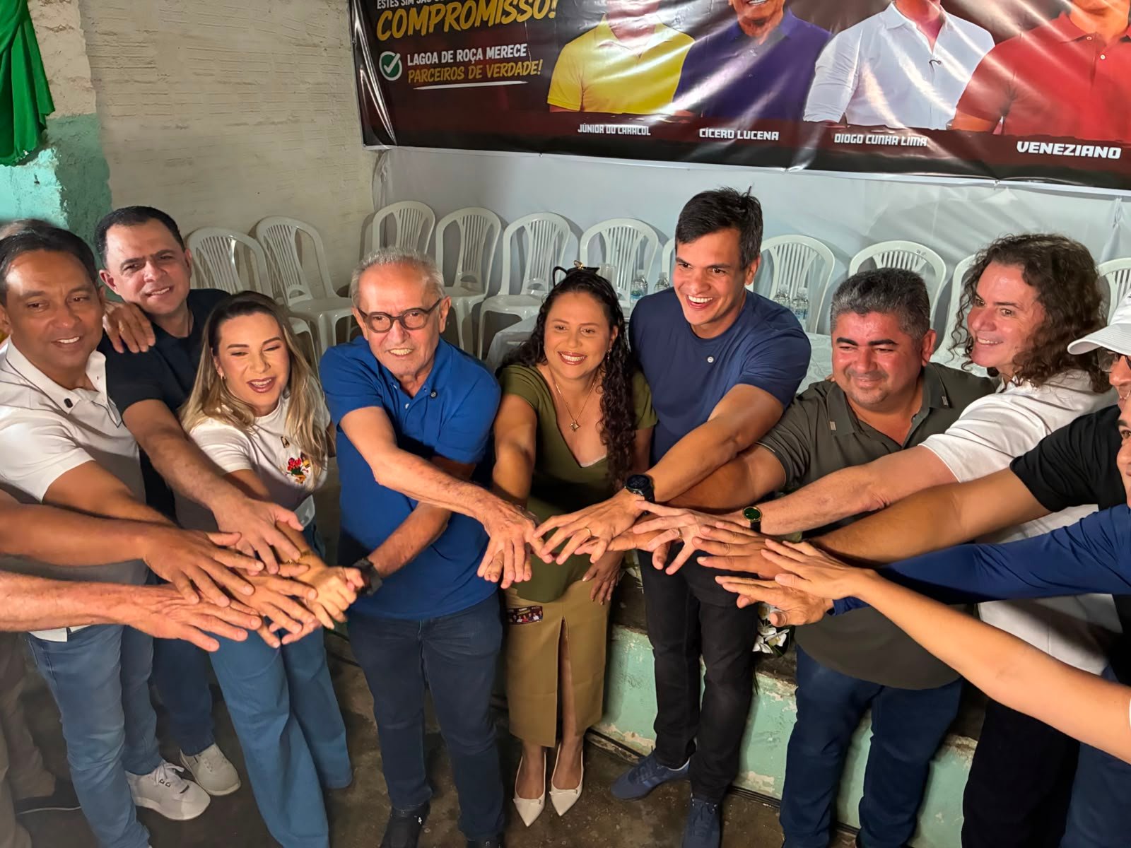 Em ato com presença de Veneziano, prefeito de Lagoa de Roça Júnior do Caracol anuncia apoio a Cícero para governador