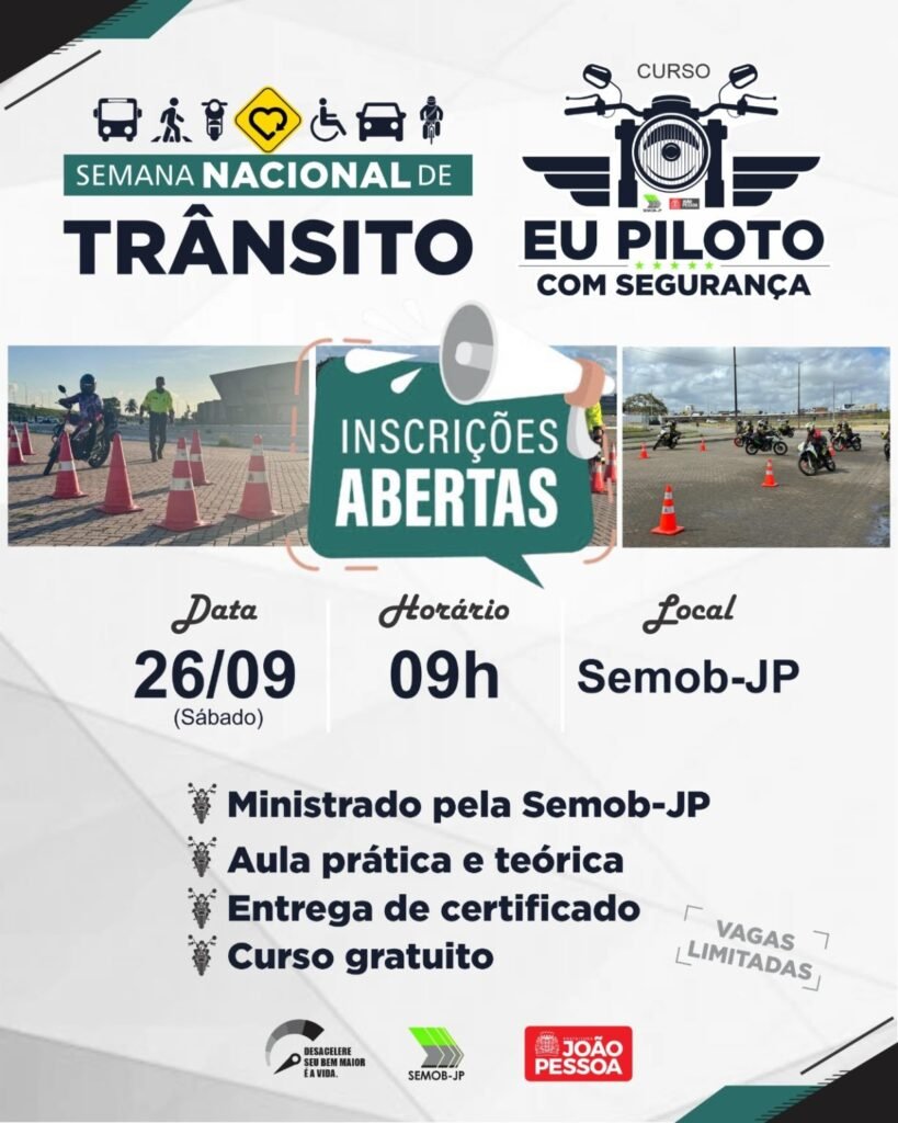 semob jp abre inscricoes para o curso gratuito eu piloto com seguranca