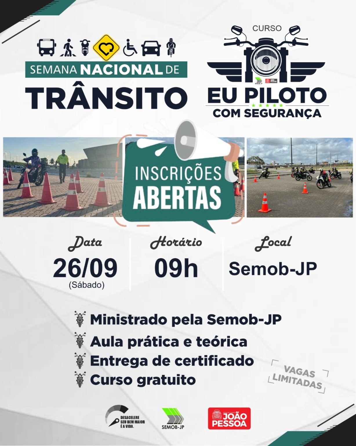 Semob-JP abre inscrições para o curso gratuito ‘Eu Piloto com Segurança’