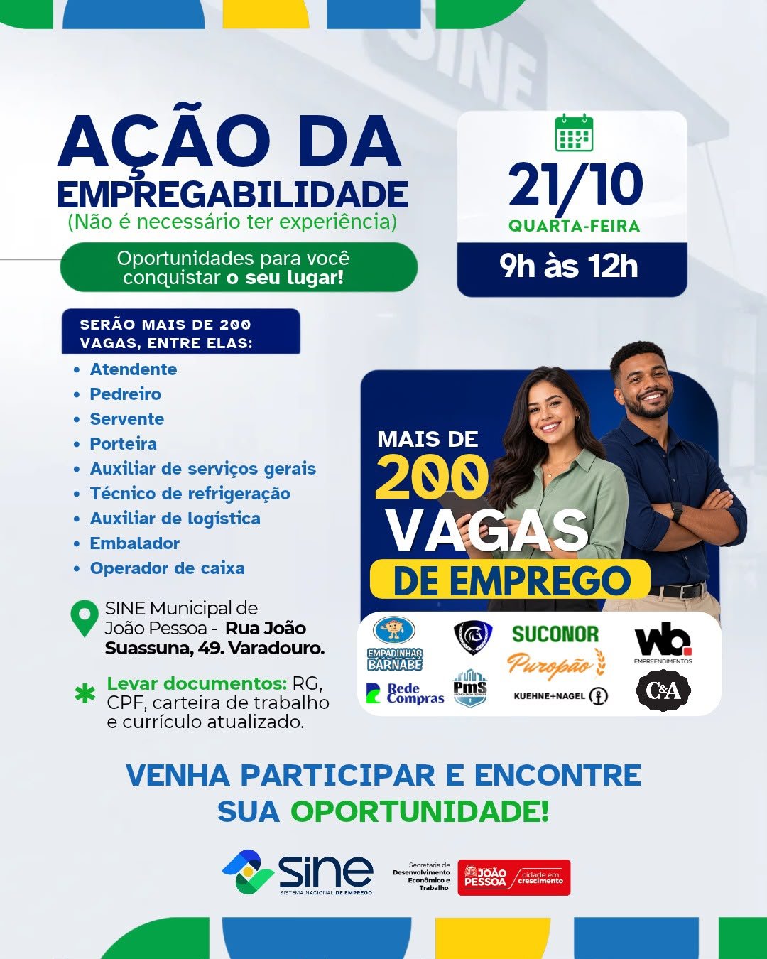 Sine-JP realiza ação da empregabilidade com mais de 200 vagas e entrevista imediata com as empresas